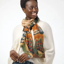 American Folk Art Landscape Oblong Scarf