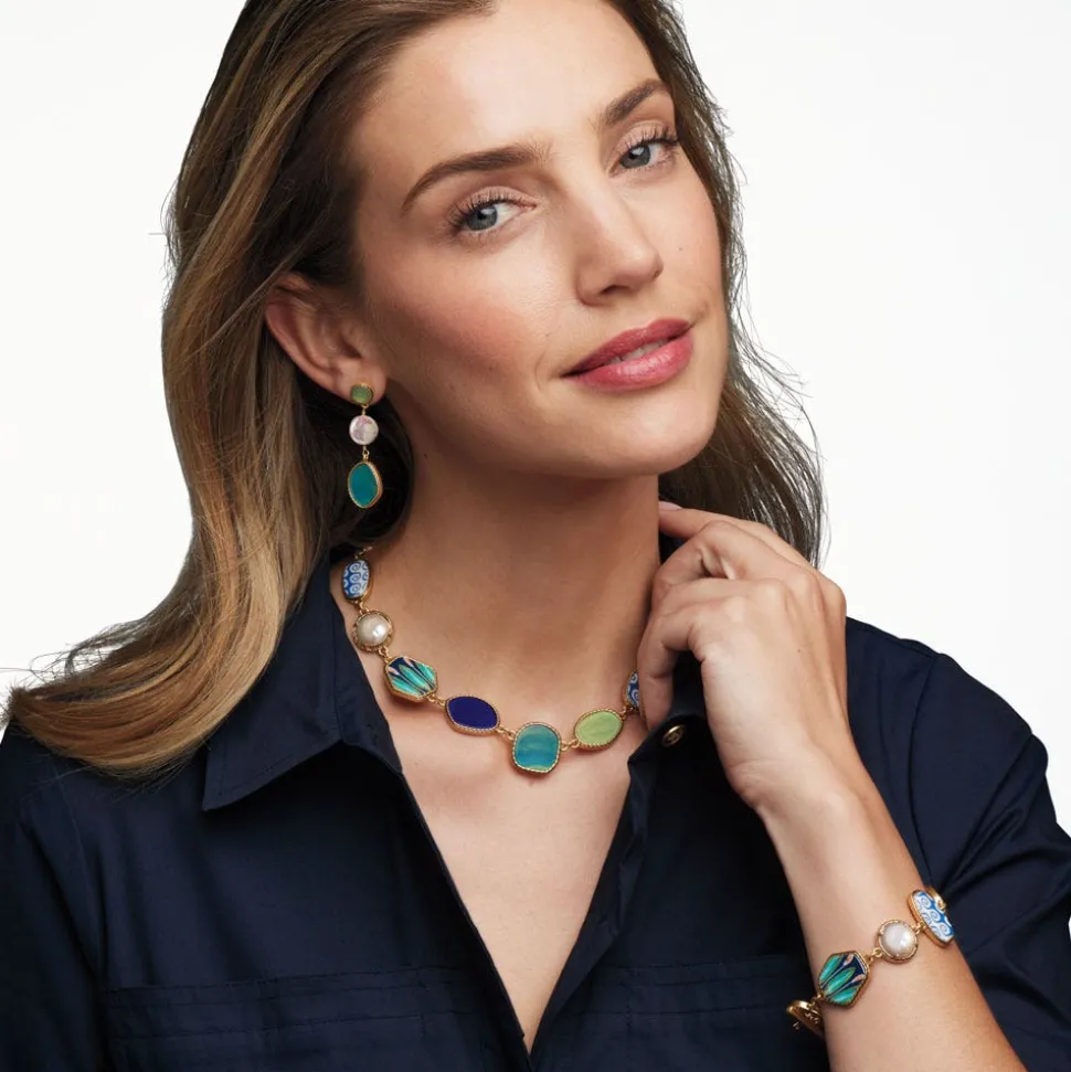 Ancient Mixed Motifs Glass Statement Necklace