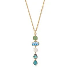 Ancient Mixed Motifs Glass Pendant Drop Necklace