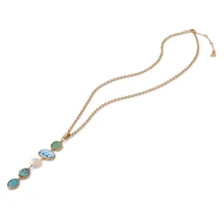 Ancient Mixed Motifs Glass Pendant Drop Necklace