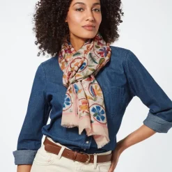 British Flowering Vines Embroidered Oblong Scarf