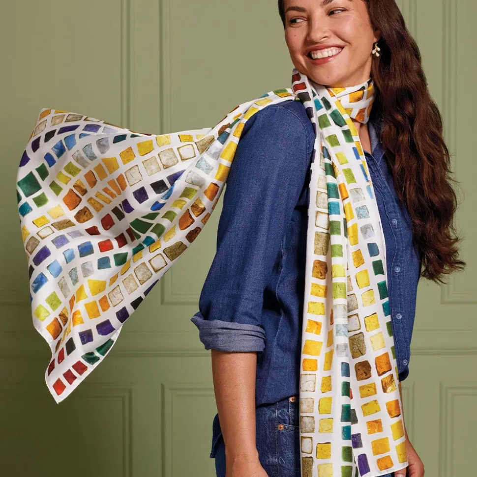 Byzantine Tesserae Oblong Silk Scarf