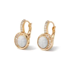 Celestial Symbols Carved Mother-of-Pearl Coin Hoop Earrings