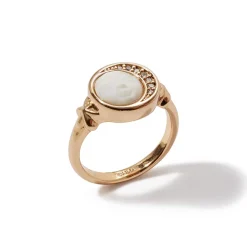 Celestial Symbols Carved Mother-of-Pearl Signet Ring