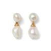 Cypriot Twist Pearl Double-Drop Earrings