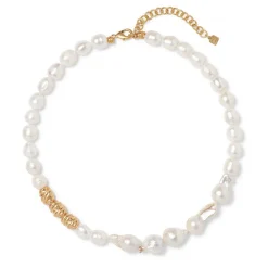 Cypriot Twist Pearl Necklace and Triple-Hoop Earrings Set