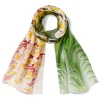 Daisy Garden Marbled Paper Oblong Silk Scarf