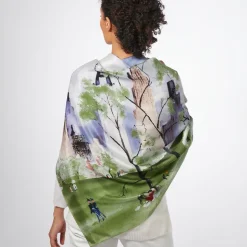 Dehn Spring in Central Park Square Silk Scarf