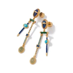 Egyptian Heart Scarab Chandelier Earrings