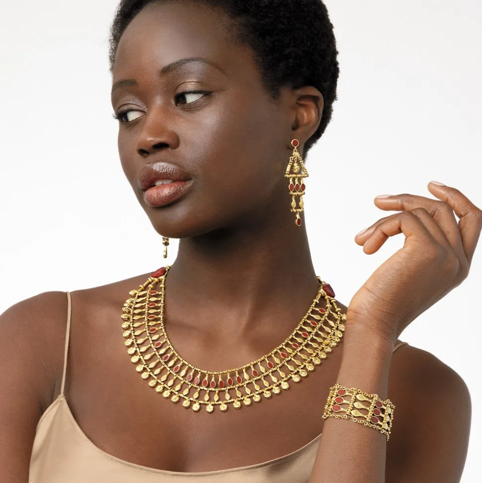 Egyptian Nefer Amulet Red Jasper Ladder Bracelet