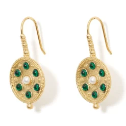 Embellished Disc Drop Earrings