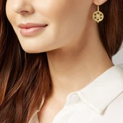 Embellished Disc Drop Earrings