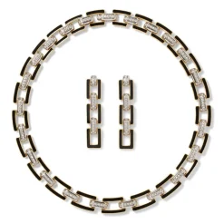 European Buckle Enamel Collar Necklace and Drop Earrings Set