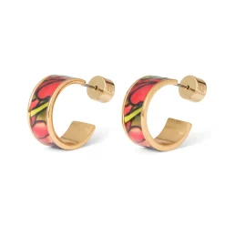 Favrile Tulip Enamel Hoop Earrings