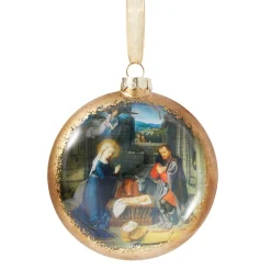 Gerard David Nativity Scene Glass Disc Ornament