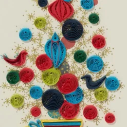 Golden Christmas Tree Quilled Holiday Card