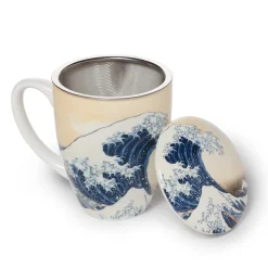 Hokusai Great Wave Covered Mug with Tea Infuser
