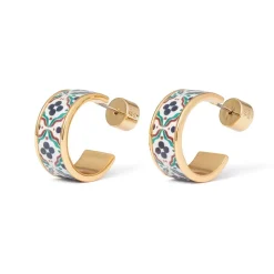 Iznik Cintamani Enamel Hoop Earrings