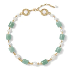 Karavas Gems Large-Bead Aventurine and Pearl Necklace and Drop Earrings Set