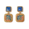 Kashan Carpet Square Drop Earrings