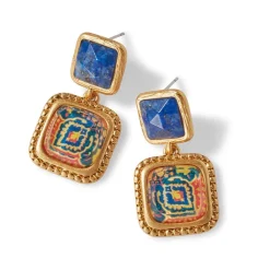 Kashan Carpet Square Drop Earrings