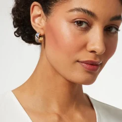 Magnolias and Irises Enamel Hoop Earrings