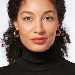 Medieval Stone Crescent Hoop Earrings