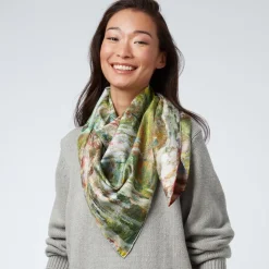 Monet Blooms Double-Sided Square Silk Scarf