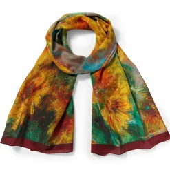 Monet Sunflowers Oblong Silk Scarf