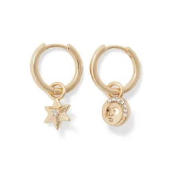 Moon and Star Hoop Earrings