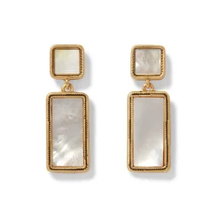 Mother-of-Pearl Tile Double-Drop Earrings