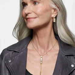 Mother-of-Pearl Tile Double-Drop Earrings