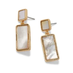 Mother-of-Pearl Tile Double-Drop Earrings