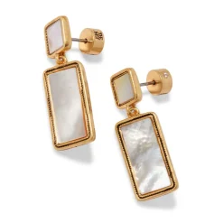 Mother-of-Pearl Tile Double-Drop Earrings