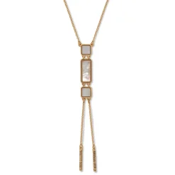 Mother-of-Pearl Tile Double Lariat Necklace