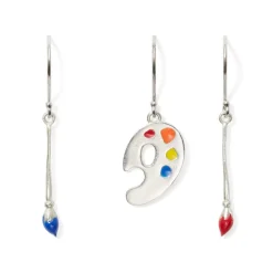 Paintbrush and Palette Drop Earrings