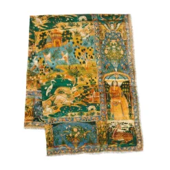 Persian Pictorial Textile Oversize Oblong Scarf