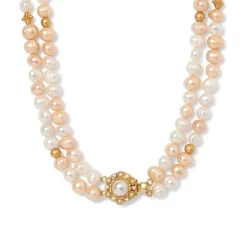 Philippine Pearl Double-Strand Necklace and Linear Drop Earrings Set