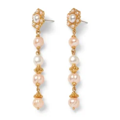 Philippine Pearl Double-Strand Necklace and Linear Drop Earrings Set