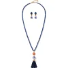 Qing Bottle Lariat Necklace and Floral Drop Earrings Set