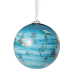 Santa and Reindeer Hand-Painted Glass Ornament