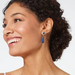 Spanish Baldric Lapis Elongated Drop Earrings