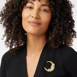 Spanish Day and Night Moon Brooch