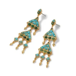 Tibetan Mandala Fringe Drop Earrings