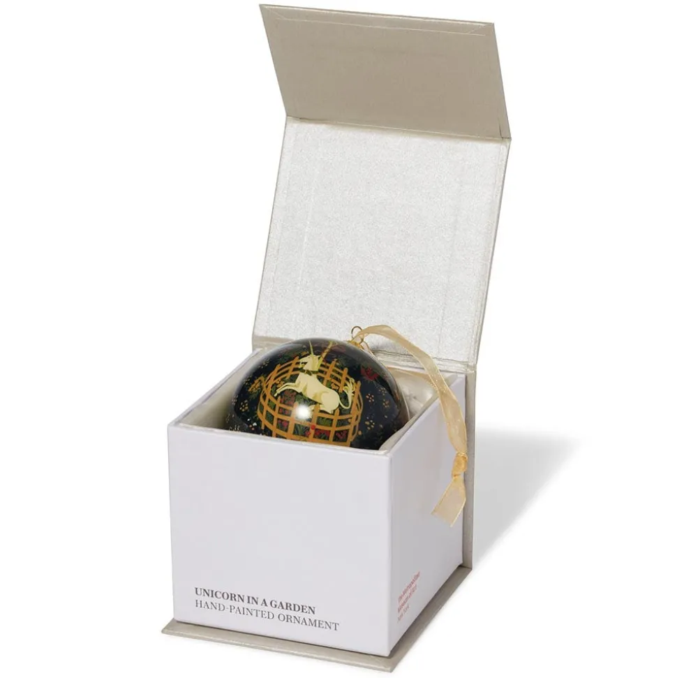 Unicorn in a Garden Hand-Painted Glass Ornament