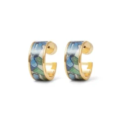 Van Gogh Irises Enamel Hoop Earrings
