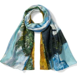 Van Gogh Wheat Field with Cypresses Oversize Oblong Silk Scarf