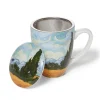 Van Gogh Wheat Field with Cypresses Covered Mug with Tea Infuser