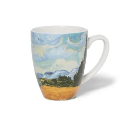 Van Gogh Wheat Field with Cypresses Covered Mug with Tea Infuser
