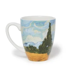 Van Gogh Wheat Field with Cypresses Covered Mug with Tea Infuser
